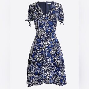 J. Crew Factory Printed Faux Wrap in Indigo Bandana Size 12